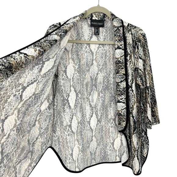 Frank Lyman Animal Metallic Print Cardigan Jacket Size 6 Open Shrug Slinky Knit - Picture 5 of 11